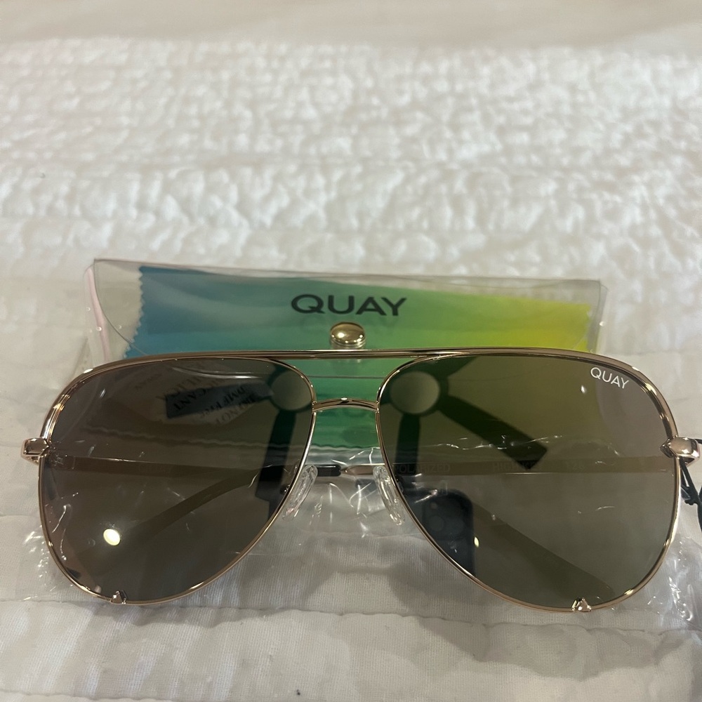 Quay Australia Gold-Tone Aviator Sunglasses